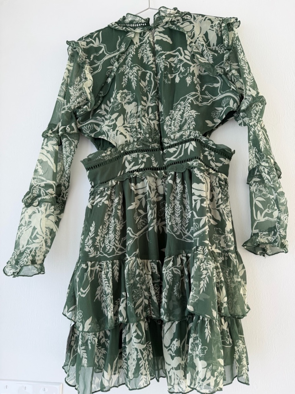 ASOS Green Floral Ruffle Mini Dress - Picture 4 of 5